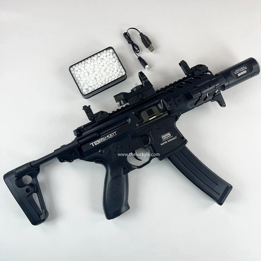Exquisite Engraving Mpx Gel Blaster High Rate of Fire Smooth Shooting With 7 Colors of Lighted Silencer