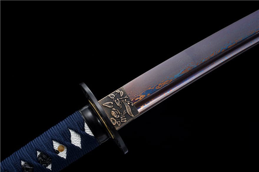 Hand Forged Japanese Samurai Katana Bitter Cold Fragrance Pattern Steel Blue Blade