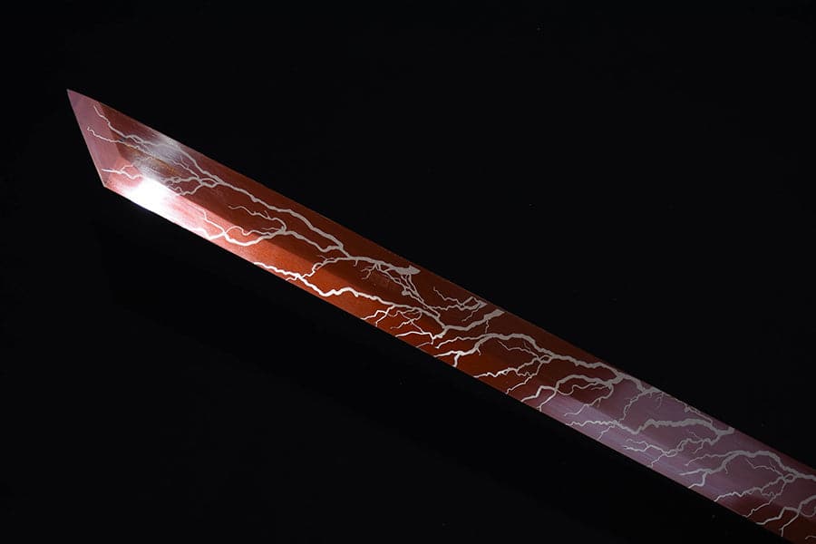 Handmade High Carbon Steel Inferno Thunderwolf Chinese Sword With Red Blade