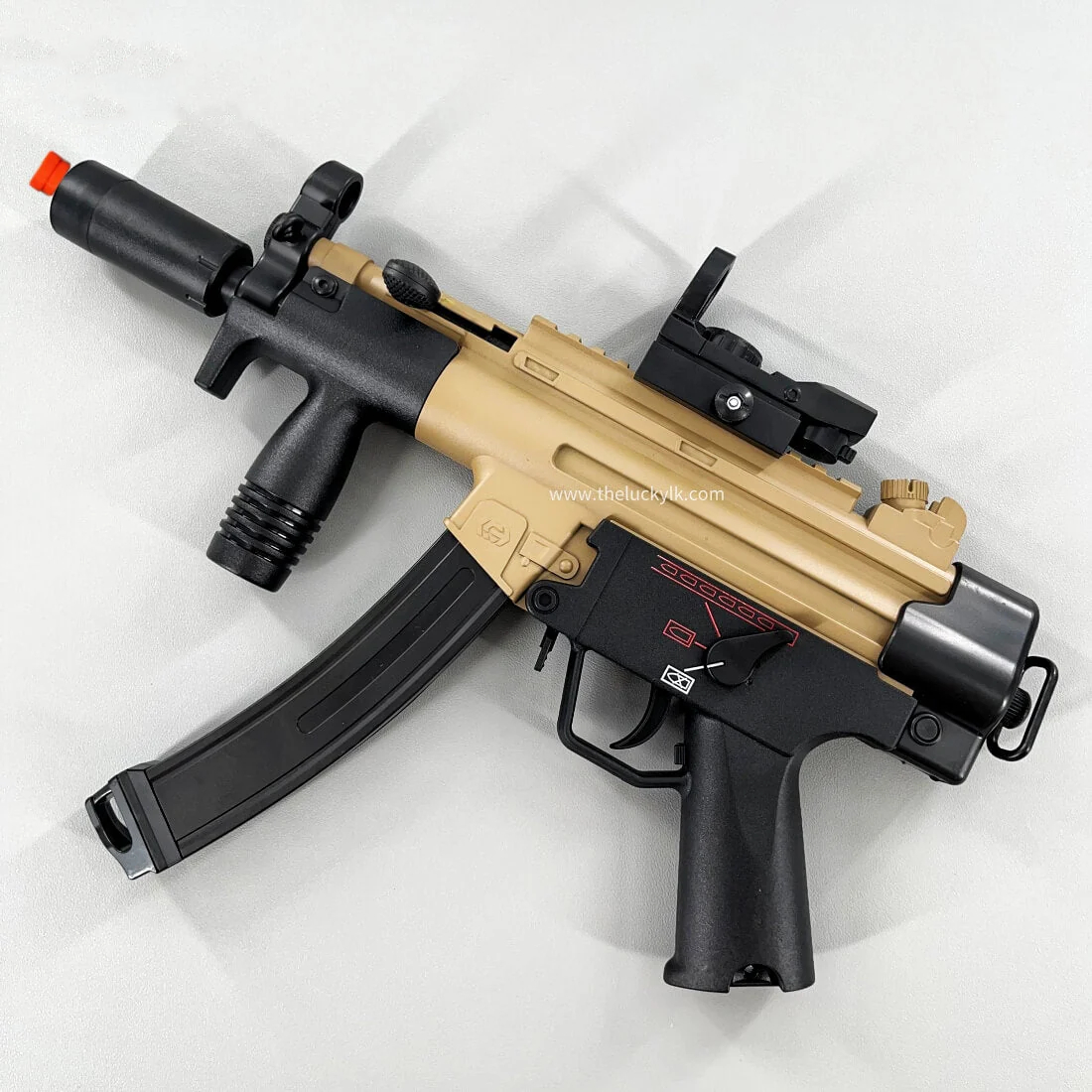 Exquisite Engraving MP5K Gel Blaster High Rate of Fire  Smooth Shooting With 7 Colors of Lighted Silencer