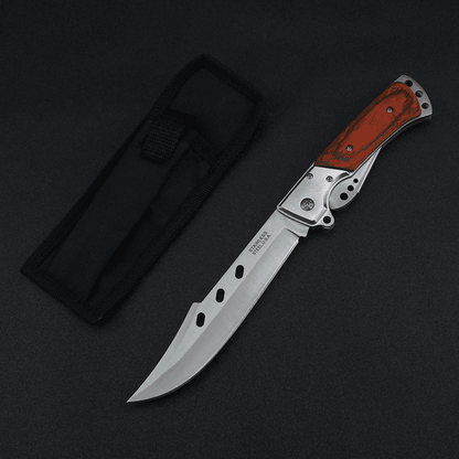 Colorful Wooden Handle Bowie Folding Knife