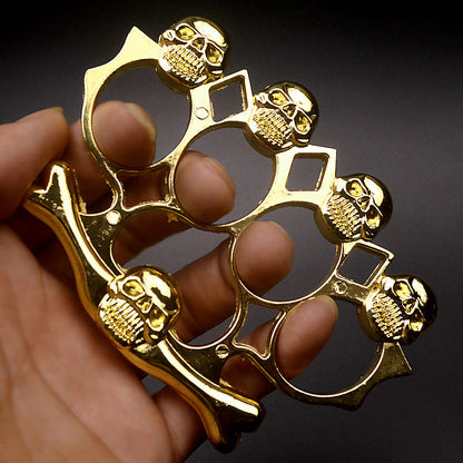 Strong Metal Brass Knuckle Duster Skull Style Four Finger Tiger Outdoor Camping Safety Defense Pocket EDC Tool