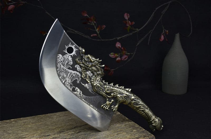 Chivalry Knife Bone Cutting Knife Green Dragon Full Brass Handle