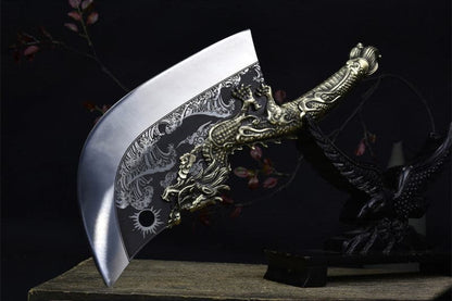 Chivalry Knife Bone Cutting Knife Green Dragon Full Brass Handle