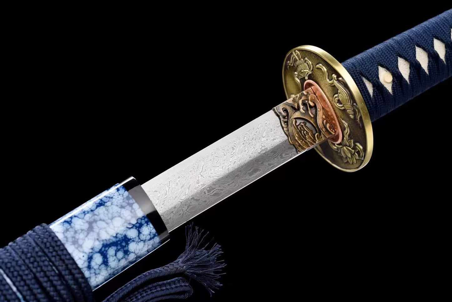 Damascus Samurai Katana [Auspicious Cloud Fighting Sword]