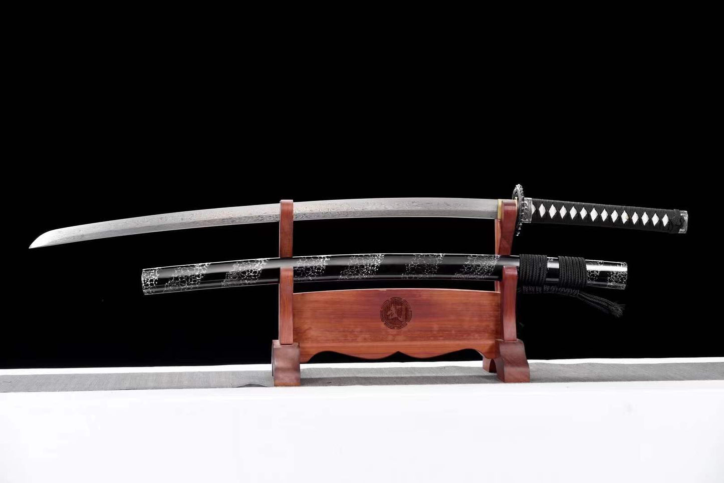 Damascus Samurai Katana [Silver Dragon Fighting Sword]