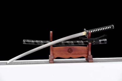 Damascus Samurai Katana [Silver Dragon Fighting Sword]