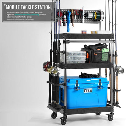 Mobile Tackle Station - Cart w/ 16 Slot Fishing Rod Holder