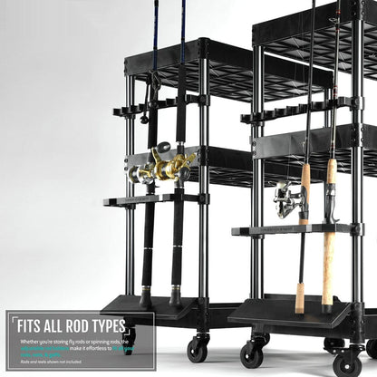 Mobile Tackle Station - Cart w/ 16 Slot Fishing Rod Holder