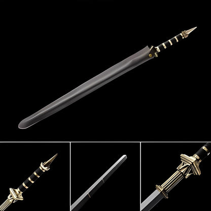 Hand Forged Detective Dee Sword breaker Pattern Steel Baked Blue