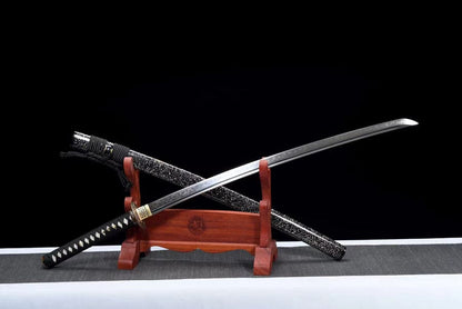 Hand Forged Japanese Samurai Katana Auspicious Clouds &Beasts T10 Turns the soil to burn blade
