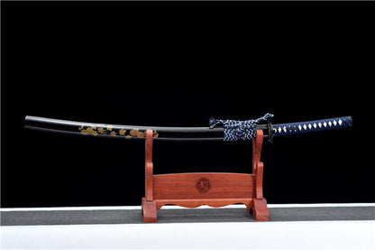 Hand Forged Japanese Samurai Katana Bitter Cold Fragrance Pattern Steel Blue Blade