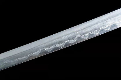 Hand Forged Japanese Samurai Katana Qi Gan Pattern Steel Wooden color