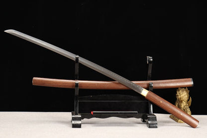 Hand Forged Japanese Samurai Katana T10 Burning edge Rosewood One-piece forging