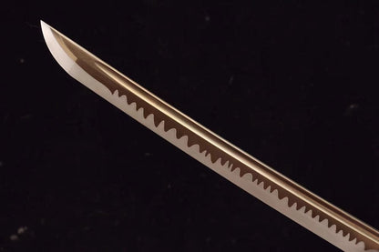 Hand Forged Japanese Samurai Katana Trefoil 1060 High Manganese Steel Baked gold blades