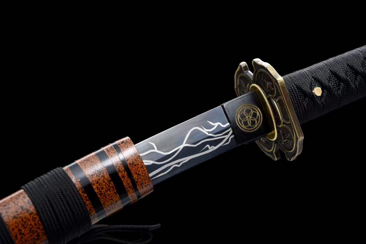 Hand Forged Japanese Tanto Storm Short Sword Manganese Steel Blackened blades