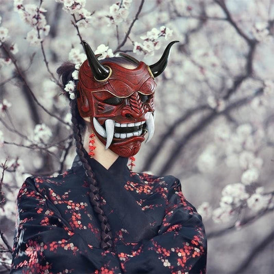 Hand-Made Japanese Hannya Fangs Resin Oni Mask