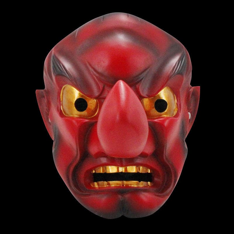 Hand-Made Japanese Hannya Red Tengu Resin Oni Mask