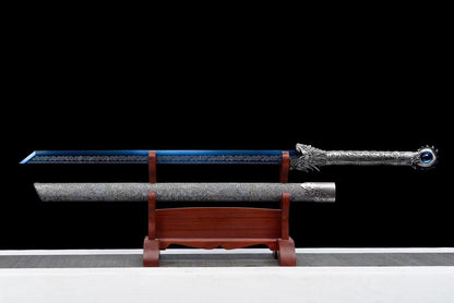 Handmade Ao Tian Manganese Steel Chinese Sword Baked blue engraving