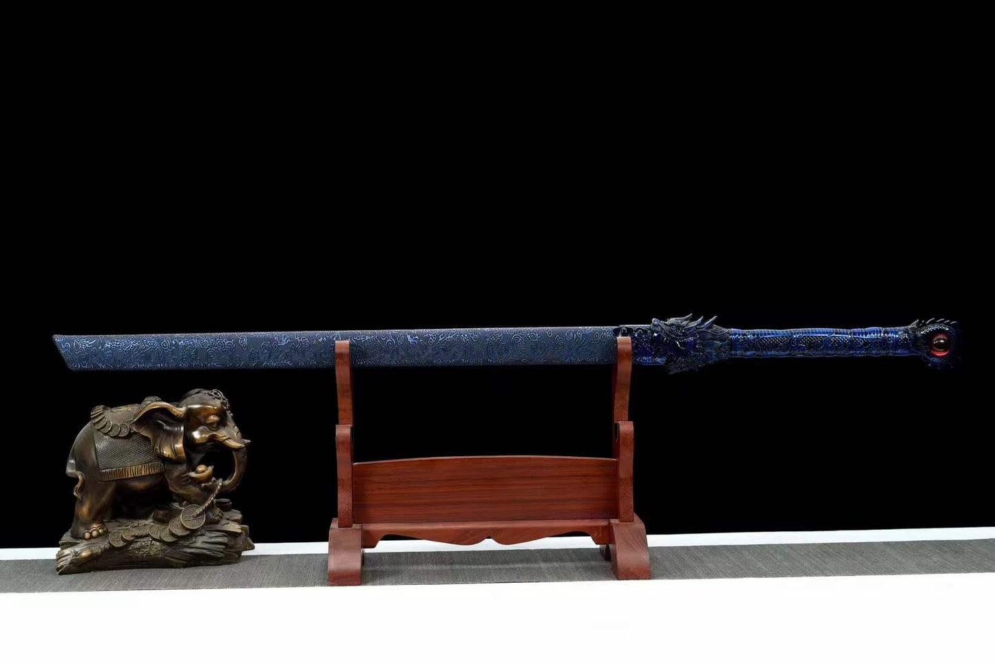 Handmade Blue Flame High Manganese Steel Chinese Sword