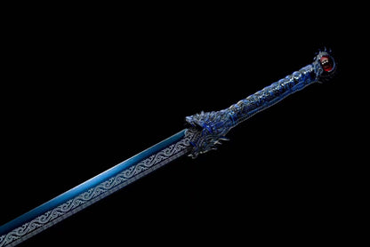Handmade Blue Flame High Manganese Steel Chinese Sword