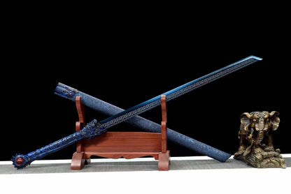 Handmade Blue Flame High Manganese Steel Chinese Sword