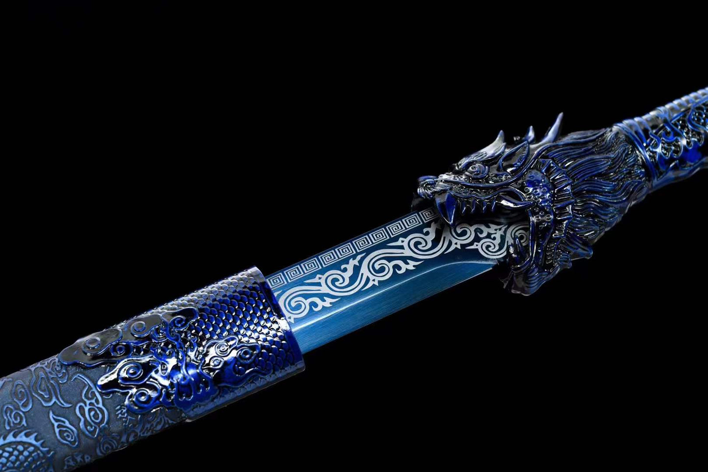 Handmade Blue Flame High Manganese Steel Chinese Sword