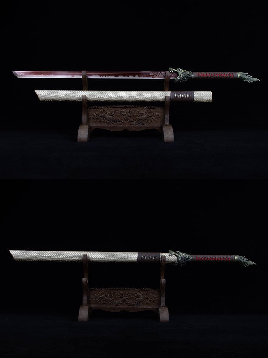 Handmade High Carbon Steel Flowing Shadow  Chinese Sword With Red Blade