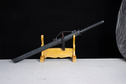 Handmade High Manganese Steel Ink Dragon Chinese Sword With black Sheath