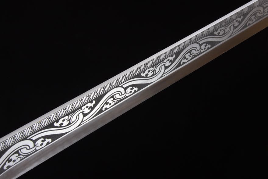 Handmade High Manganese Steel Ink Dragon Chinese Sword With black Sheath