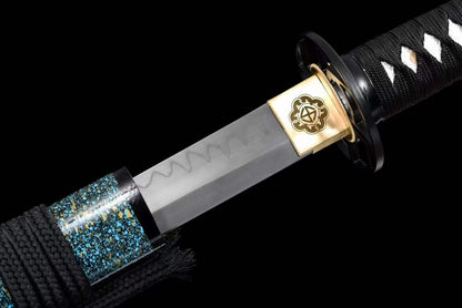 Handmade Japanese Wakizashi Green Steel Shadow T10 burned edge