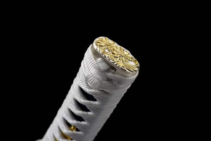 Handmade Japanese Wakizashi White Dragon Chant Short Sword Blue Blade