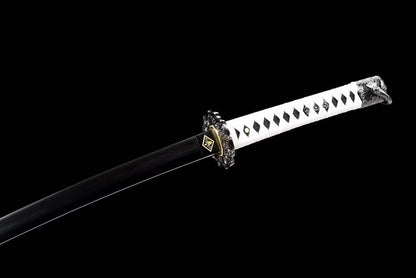 Handmade Undead Cut Katana Sword, Sekiro: Shadows Die Twice Japanese Samurai Sword, Black Manganese Steel Blades, Full Tang