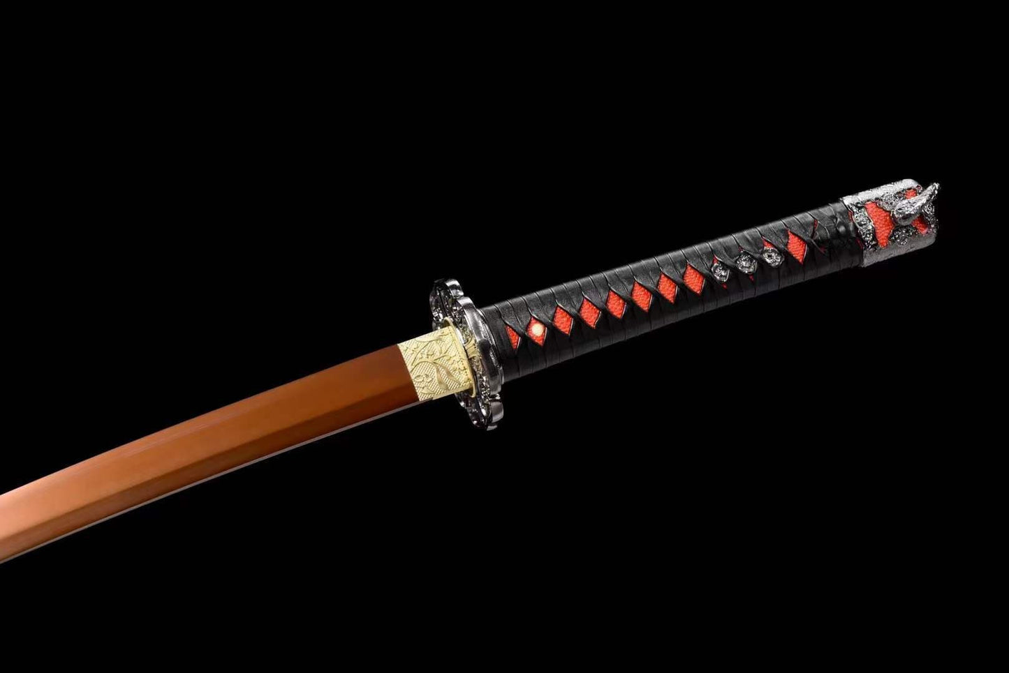 Handmade Undead Cut Katana Sword, Sekiro: Shadows Die Twice Japanese Samurai Sword, Red Manganese Steel Blades, Full Tang